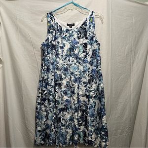 Blue and white floral sleeveless dress